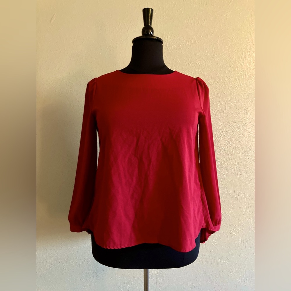 Zanzea High Low Red Long Sleeve Blouse with Pleated Back Size 12